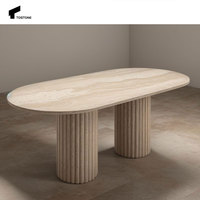 Table à manger minimaliste personnalisée en travertin naturel Tostone pour l'entrée, le salon, le hall, l'hôtel, la décoration intérieure de la villa