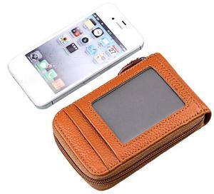 Portefeuille <span class=keywords><strong>accordéon</strong></span> en cuir véritable avec <span class=keywords><strong>fenêtre</strong></span> d'identification RFID 11 fentes pour cartes de crédit - Product Image 4