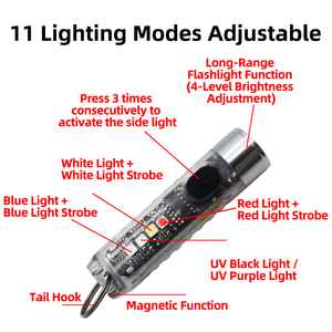 Mini lampe torche LED puissante pour extérieur, lampe porte-clés portable, lumière d'avertissement d'urgence rechargeable par USB - Product Image 3