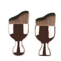 Brosse à Blush à fond de teint unique, poils synthétiques doux en forme de S, maquillage court, brosse à poudre libre, brosses végétaliennes