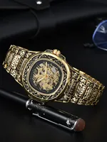 Montre automatique mécanique LONGLUX en acier allié, vintage, rétro, luxe, étanche, squelette, pliable, 40 mm, vente en gros, pour homme