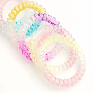 Fluorescentie kleur kunststof haaraccessoires haarband/telefoon wire hair tie/telefoon wire elastische