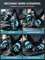 Gants de course moto HAIYI Performance à doigts entiers, avec sangle de poignet réglable, antidérapants, protection UV, absorption des chocs