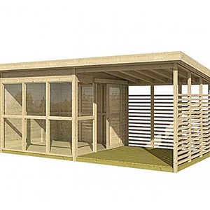 Caseta de jardín de madera tratada a presión, estilo tradicional, con puertas y ventanas de vidrio, para sala de té o - Product Image 3