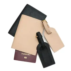 Classico accessori da viaggio monogrammed iniziale lettere in pelle saffiano tag bagagli titolare del passaporto set titolare del passaporto di copertura