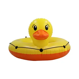 hottest inflatable toys Factory PVC Customization Inflatable yellow duck river circle Ring Pool Float tube With bottom net