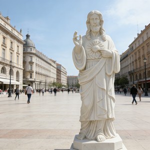 Estatua de Mármol de Jesús Blanca de Diseño Europeo Hecha a Mano y Personalizada para Jardín de Iglesia, Tamaño Real - Product Image 2