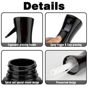 Bouteilles pulvérisatrices en plastique noir pour soins de la peau, coiffage et nettoyage, 200ML, 300ML, 500ML - Product Image 5
