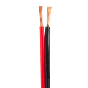 Câble duplex 12 brins de cuivre rouge-noir paralelo 12/2 flex twin ripcord pour radios, lampes de table et équipements de bureau - Product Image 1