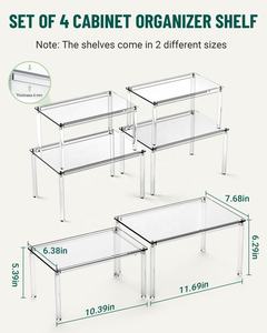 Ensemble d'organisateurs de placards de cuisine transparents, lot de 4 étagères <span class=keywords><strong>à</strong></span> épices empilables, rangement et organisation de cuisine, étagères empilables pour cadeau - Product Image 2