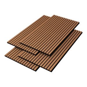 Panel acústico <span class=keywords><strong>de</strong></span> <span class=keywords><strong>madera</strong></span> Akupanel, chapa <span class=keywords><strong>de</strong></span> <span class=keywords><strong>madera</strong></span> <span class=keywords><strong>de</strong></span> teca MDF, listón ranurado, popular en Europa, para el hogar, sala <span class=keywords><strong>de</strong></span> estar, comedor, pared del dormitorio - Product Image 1