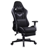 Chaise de jeu pivotante moderne avec cadre en acier inoxydable, tissu en nylon respirant, repose-pieds extensible, inclinaison ergonomique à 170 degrés