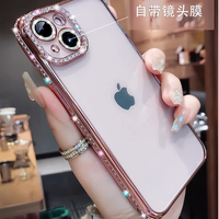 Étui de luxe à paillettes et diamants pour iPhone 15 14 13 12 11 Pro Max, pour filles, plaqué, en TPU souple, antichoc