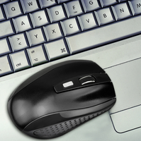 Mouse nirkabel optik 2.4GHz, 6 tombol, penerima USB, desain 3D lampu latar LED, aksesori Gamer Laptop PC kanan 1600DPI