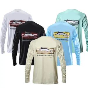 Custom Quick Dry Sublimação Pesca Jersey Uv Proteção Tshirts Homens Upf 50 + Manga Longa Camisas De Pesca Para Adultos