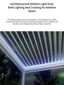 Pérgola Moderna de Alumínio com Lâminas para Jardim com Porta de Vidro Estilo Pavilhão Gazebo para Cobertura de Pátio - Product Image 6