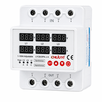 Sélecteur de phase triphasé 100A 63A sur rail DIN, relais de protection réglable SVC PC contre les surtensions et les sous-tensions, moniteur de courant