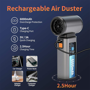 Souffleur électrique rechargeable 2 en 1 avec aspiration, ventilateur turbo sans balais, corps en aluminium, type C, contrôle de vitesse 100 - Product Image 3