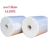 Film Plastik LLDPE Transparan Lembut Anti Lembab 450mm 500mm 25MIC Gulungan Jumbo untuk Pengemasan Pallet dengan Logo Cetak Tiup