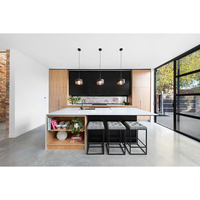 Vente d'usine, armoire de cuisine sur mesure, design haut de gamme, couleur bois, finition laquée blanche