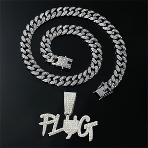 18K Gold Plated Zinc Alloy Fully Iced Out Trendy <strong>PLUG</strong> Pendant Hip Hop <strong>Plug</strong> Design Letter Charm for Cuban Link <strong>Chain</strong> - Product Image 4