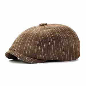 Casquette octogonale unisexe en coton respirant à carreaux, style britannique, casquette bec de canard, béret décontracté, casquette de newsboy, tendance quatre saisons - Product Image 2