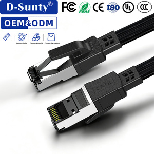 Cable Ethernet Plano Trenzado Cat8 OEM de Fábrica, Cable de Conexión RJ45 Negro, 40 Gbps, 2000 MHz, Cable de Red SFTP para Conexión de Red - Product Image 1