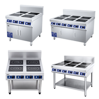 Table de cuisson à induction en céramique en acier inoxydable à 6 brûleurs, cuisinière électrique professionnelle pour restaurant