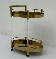 Chariot de service à boissons et buffet 2 niveaux en acier inoxydable doré et acrylique, idéal pour hôtels, restaurants, mariages et fêtes - Prix usine