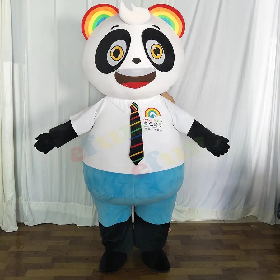 Efun MOQ 1 PC fantasia de mascote de panda de pelúcia personalizada fantasia de personagem de desenho animado cosplay para venda