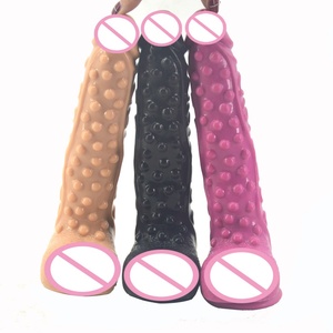 FAAK-G130 Dildo Monstre de 10 Pouces Long, Côtelé et Clouté, en Silicone Souple, Jouet Sexuel, Plug Anal pour Femmes - Product Image 2