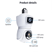 Mini caméra IP CCTV à double objectif E27, vision nocturne, sécurité avec capteur CMOS panoramique/inclinable, stockage cloud, prise en charge de la carte SIM 4G