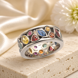 Anello con Design Geometrico Traforato, Stile Colorato per Donne - Product Image 6