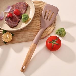 6-Piece Household Kitchen Cooking Utensils Set Spatula Spoon Heat Resistant <b>Silicone</b> Beech Wooden Kitchen <b>Tools</b> Set - Product Image 5