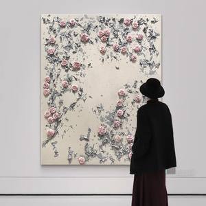 Peinture à l'huile décorative murale en gros, motif rose, peinte à la main, pour allée ou porche - Product Image 6