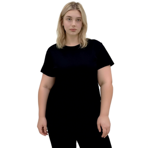 T-shirt da donna taglie forti Hdj girocollo a maniche corte 100% cotone casual L XL 2XL 3XL H7020-2 - Product Image 1