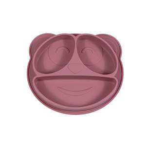 Assiette en silicone pour bébé, plat d'alimentation à trois compartiments avec ventouse, pour nourrissons de 0 à 12 mois, vaisselle en forme de pomme - Product Image 2