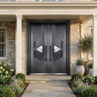 Porte double moderne de sécurité européenne personnalisable en cuivre, aluminium et acier, idéale pour les entrées d'appartements et de villas