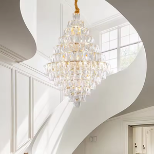 Pendentif Offre Spéciale décoratif design moderne escalier salon villa haut plafond lustre en cristal de luxe - Product Image 3
