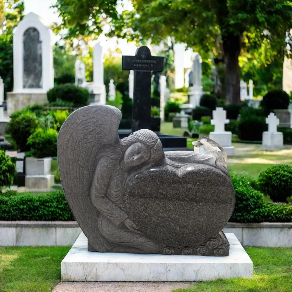 Monumentos de cemitério e Cremado Coração de Anjo da Guarda lápides de granito e mármore lápides para sepulturas memoriais