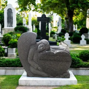 墓地の記念碑と火葬ガーディアンエンジェルハートヘッドストーン花崗岩と大理石の墓石記念墓の墓石