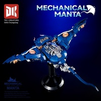 7054 Model Koleksi Ikan Setan Mekanik Robot Plastik Mainan Edukatif Blok Bangunan untuk Hadiah Ulang Tahun Anak