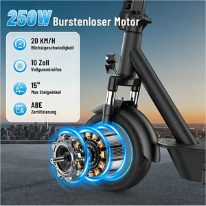 Scooter Eléctrico Plegable ABE Homologado para Calle, Motor de 250W, Neumáticos de Goma Maciza de 10 Pulgadas, 20 Km/h, Inclinación de Subida de 15 Grados - Product Image 6