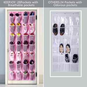 28-Pockets Foldable Hanging <b>Shoe</b> Organizer with Large Size PVC Mesh Pockets Over Door <b>Shoe</b> Rack <b>Holder</b> Non-Woven Fabric - Product Image 4