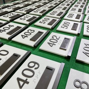 Factory Custom Metal Stainless Steel Aluminum Office Hoom Door <b>Numbers</b> Plate Sign ADA Braille Signage - Product Image 2