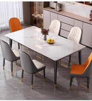 Table à manger moderne en pierre frittée avec pieds en métal, pliable et réglable, pour appartement et salle à manger