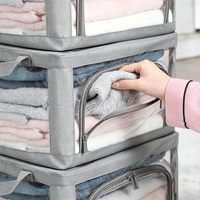Caixa de Armazenamento Dobrável Moderna e Ecológica em PVC, Organizador de Roupas Transparente com Zíperes Duplos para Armazenamento de Brinquedos e Roupa de Cama