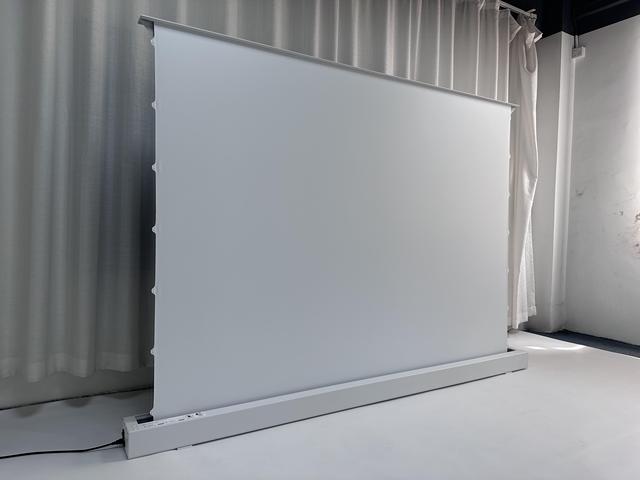 HEYU PVC Soft Matte White/Grey Fabric Electric Floor Projector Screen  72 84 92 100 110 120 133 150 for Triple Laser Projector