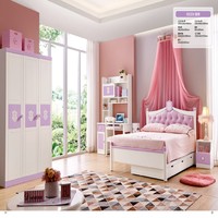Ensemble de meubles de chambre à coucher modernes personnalisés JINS pour filles, lit avec rangement, armoire, bureau, pour appartement, usage scolaire, garantie de 3 ans