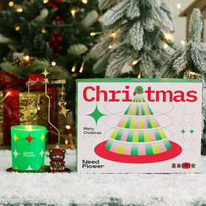 Caja de regalo de vela aromática de cera de soja navideña con lámpara giratoria, regalo de ambiente festivo para niñas y amigas - Product Image 3